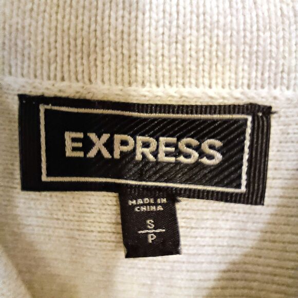 Express Men's Waffle Knit Shawl Collar Sweater Gray S Grandpa Old Money Preppy - Picture 3 of 6
